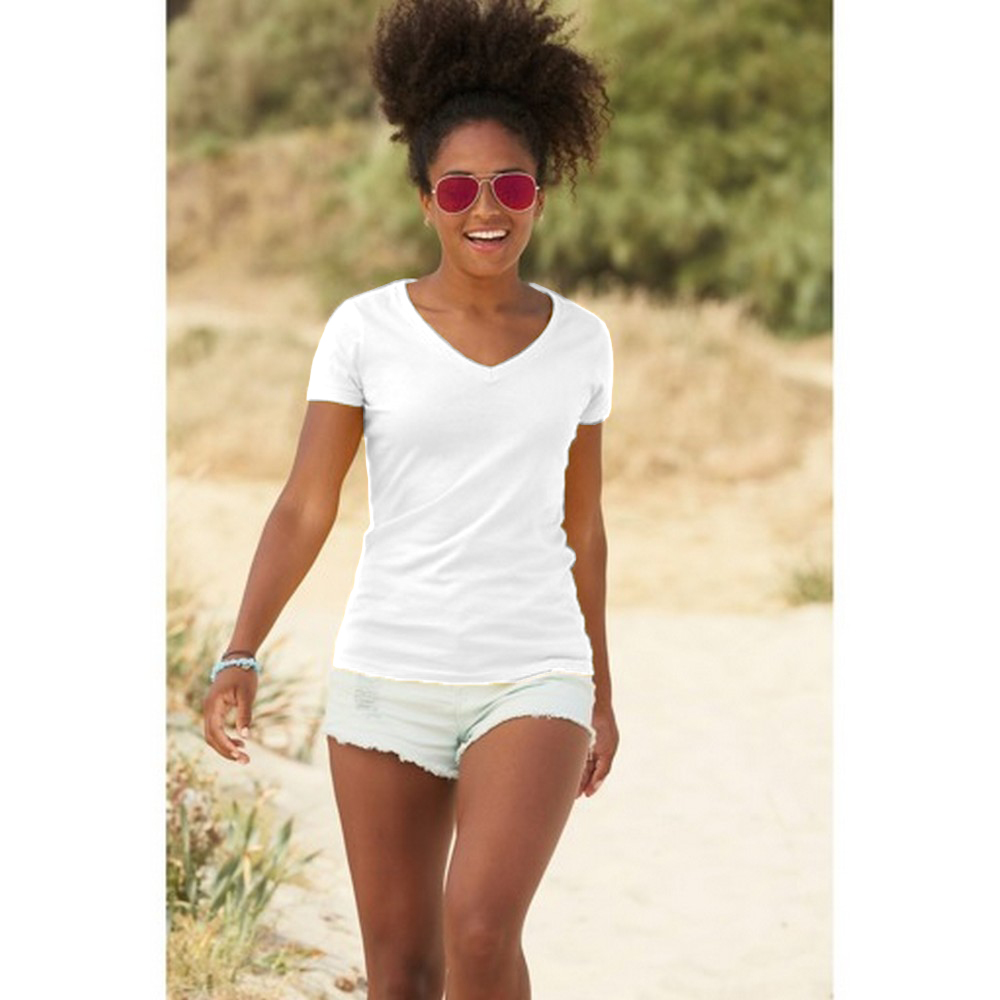 Fruit Of The Loom Ladies Lady-Fit V-Neck Short Sleeve T-Shirt BC1361 - Picture 11 of 11