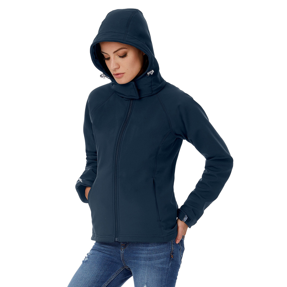 B&C Womens Hooded Premium Softshell Jacket Waterproof Winter BC2004 - Picture 7 of 9
