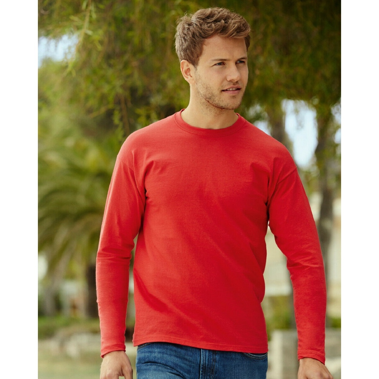 Fruit Of The Loom Mens Valueweight Crew Neck Long Sleeve T-Shirt (BC331) - Picture 13 of 20