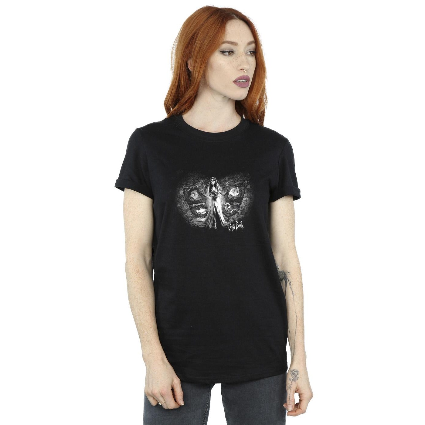 Corpse Bride Womens/Ladies Emily Butterfly Cotton Boyfriend T-Shirt (BI16344) - Picture 6 of 8