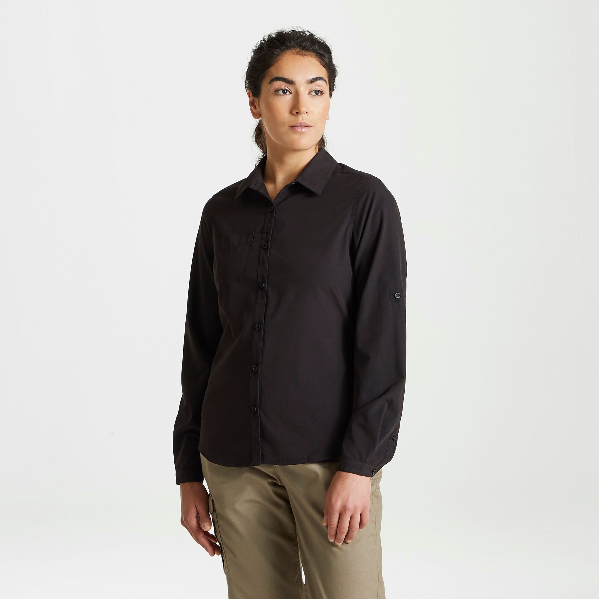 (クラグホッパーズ) Craghoppers レディース Expert Kiwi 長袖 アウトドアシャツ トップス PC4534 (カーボングレー) Craghoppers Womens/Ladies Expert Kiwi Long-Sleeved Shirt