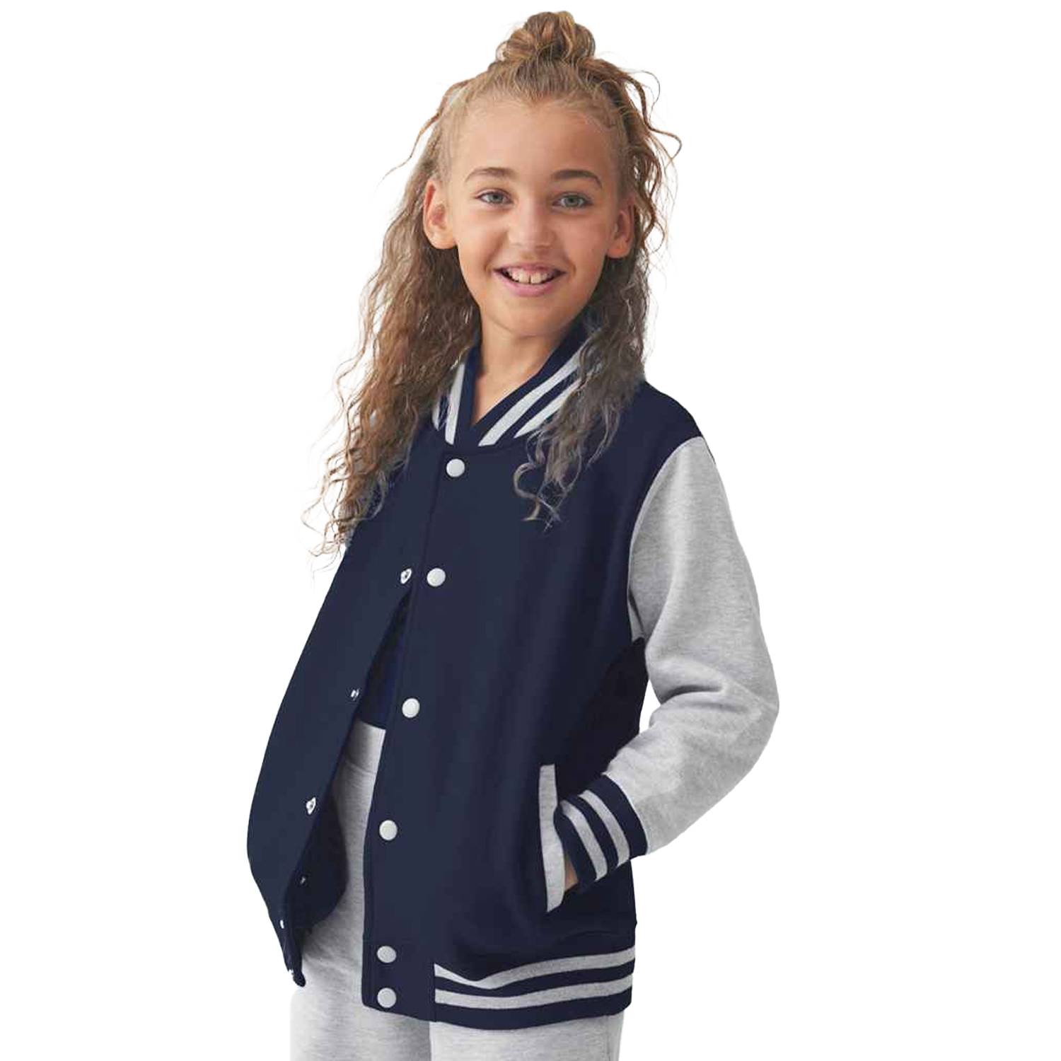 Awdis Childrens/Kids Varsity Jacket (PC7314) - Picture 13 of 18