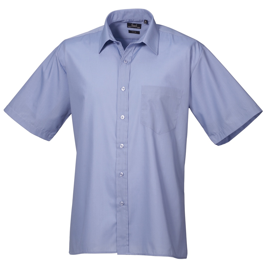 Premier Mens Short Sleeve Formal Poplin Plain Work Shirt 23 Colours RW1082 - Picture 30 of 51