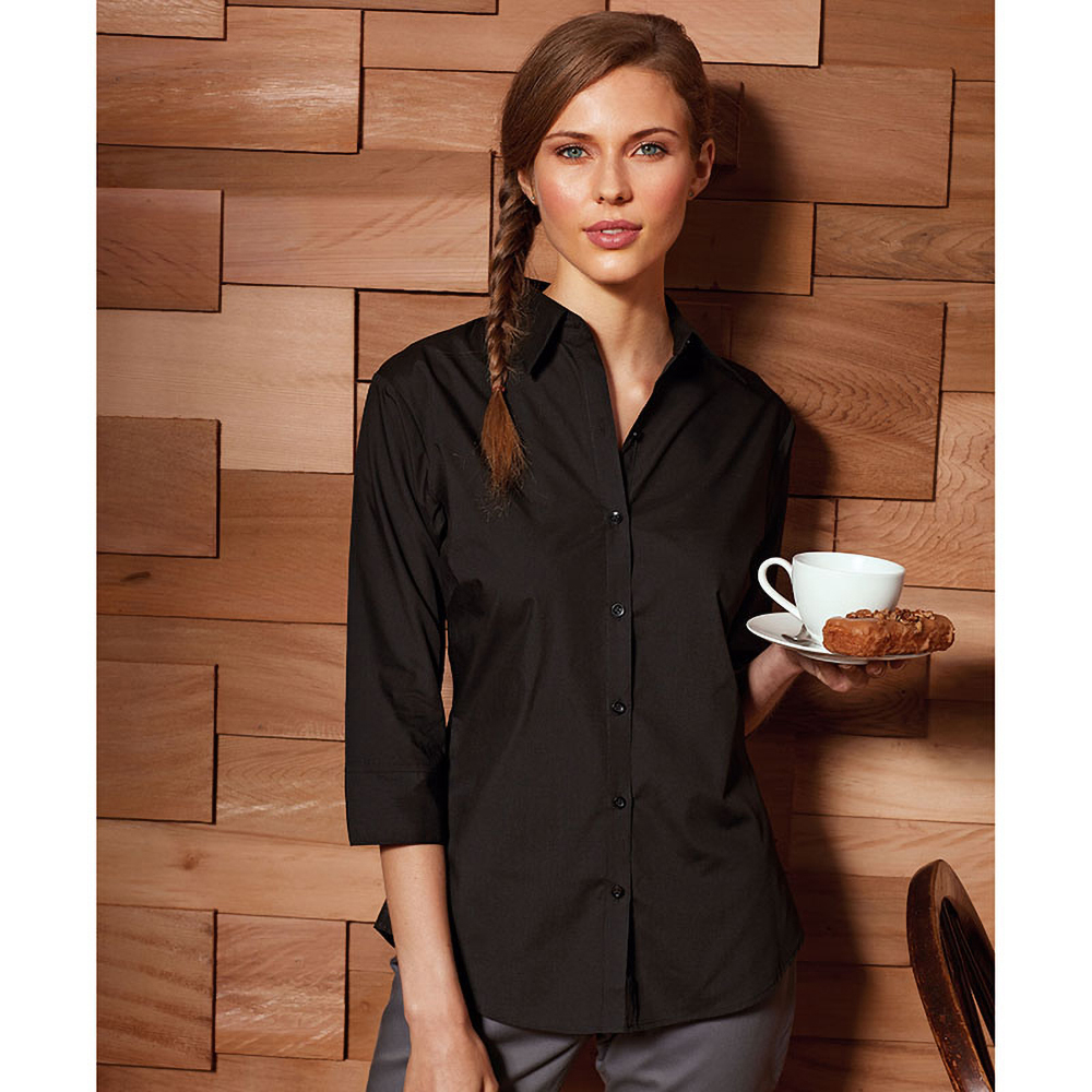 Womens/Ladies Premier 3/4 Sleeve Poplin Blouse/Plain (RW1093) - Picture 7 of 29