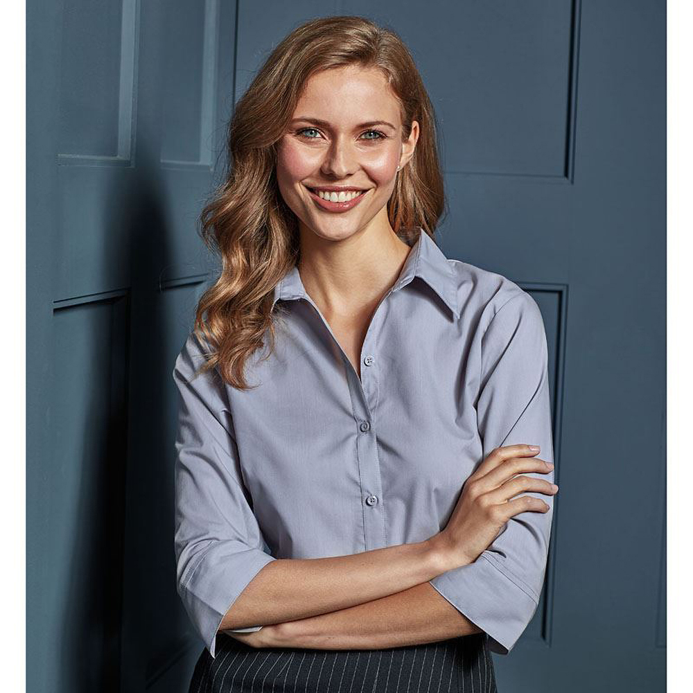 Womens/Ladies Premier 3/4 Sleeve Poplin Blouse/Plain (RW1093) - Picture 29 of 29