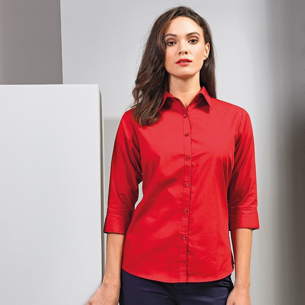 Womens/Ladies Premier 3/4 Sleeve Poplin Blouse/Plain (RW1093) - Picture 19 of 29