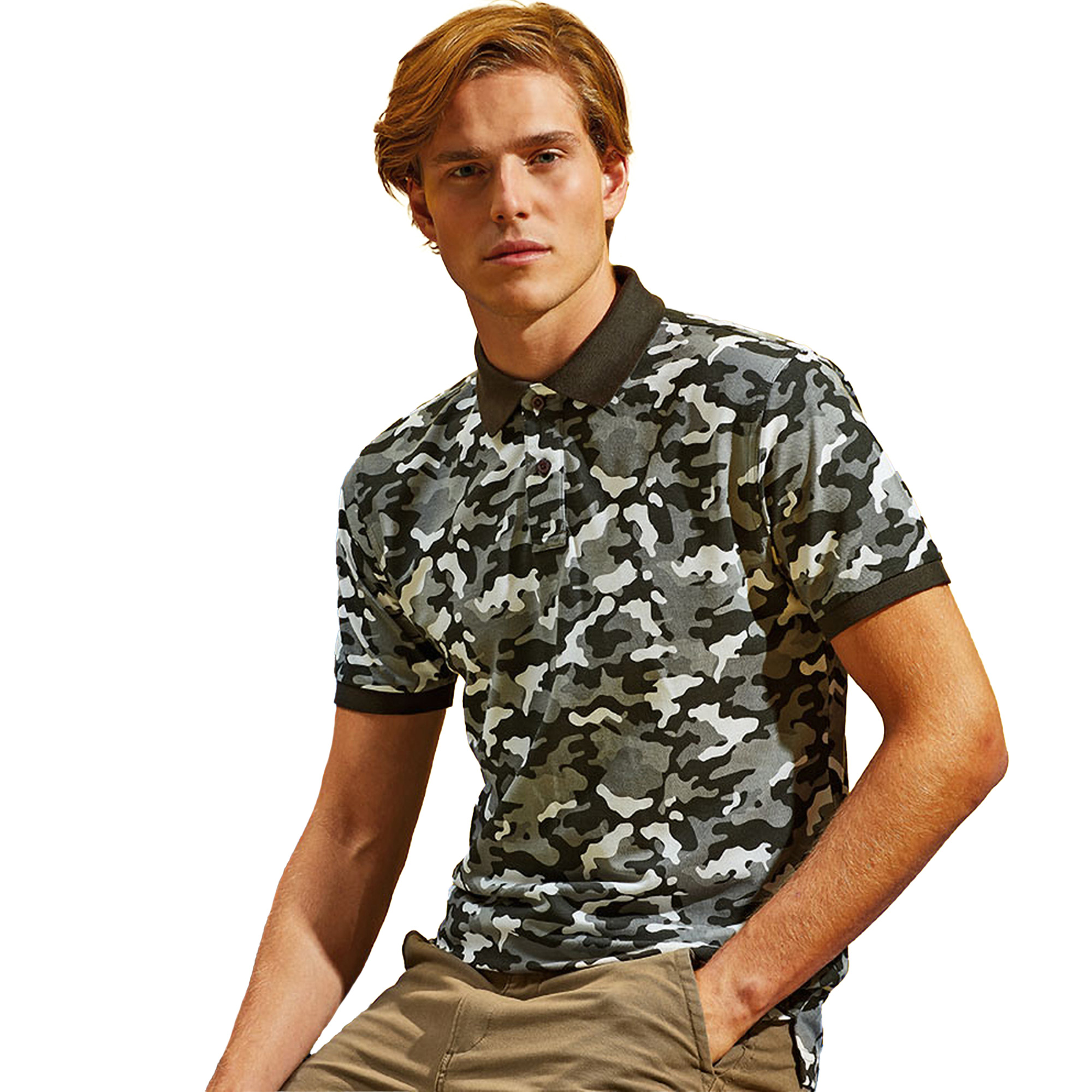 Asquith & Fox Mens Short Sleeve Camo Print Polo Shirt RW5351 - Picture 9 of 10