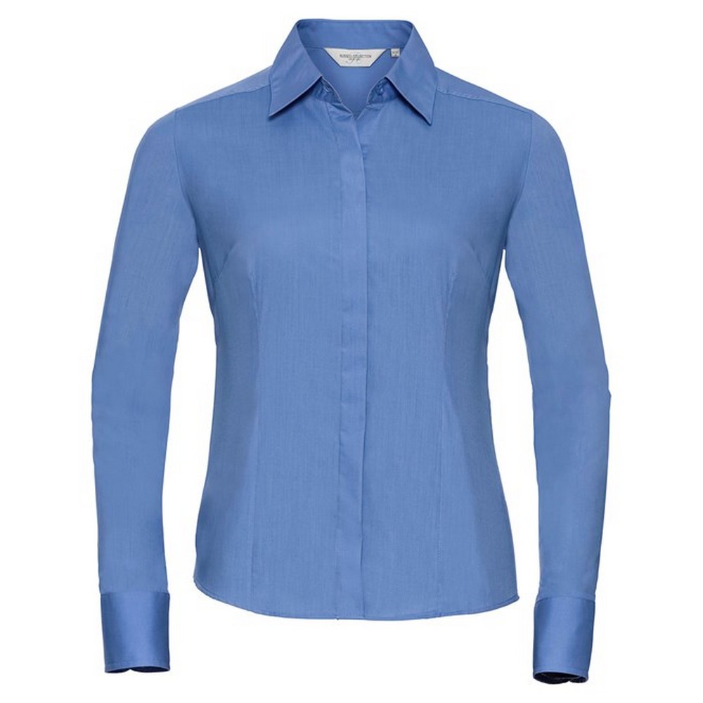 Russell Collection Womens/Ladies Poplin Easy-Care Fitted Long-Sleeved RW9468