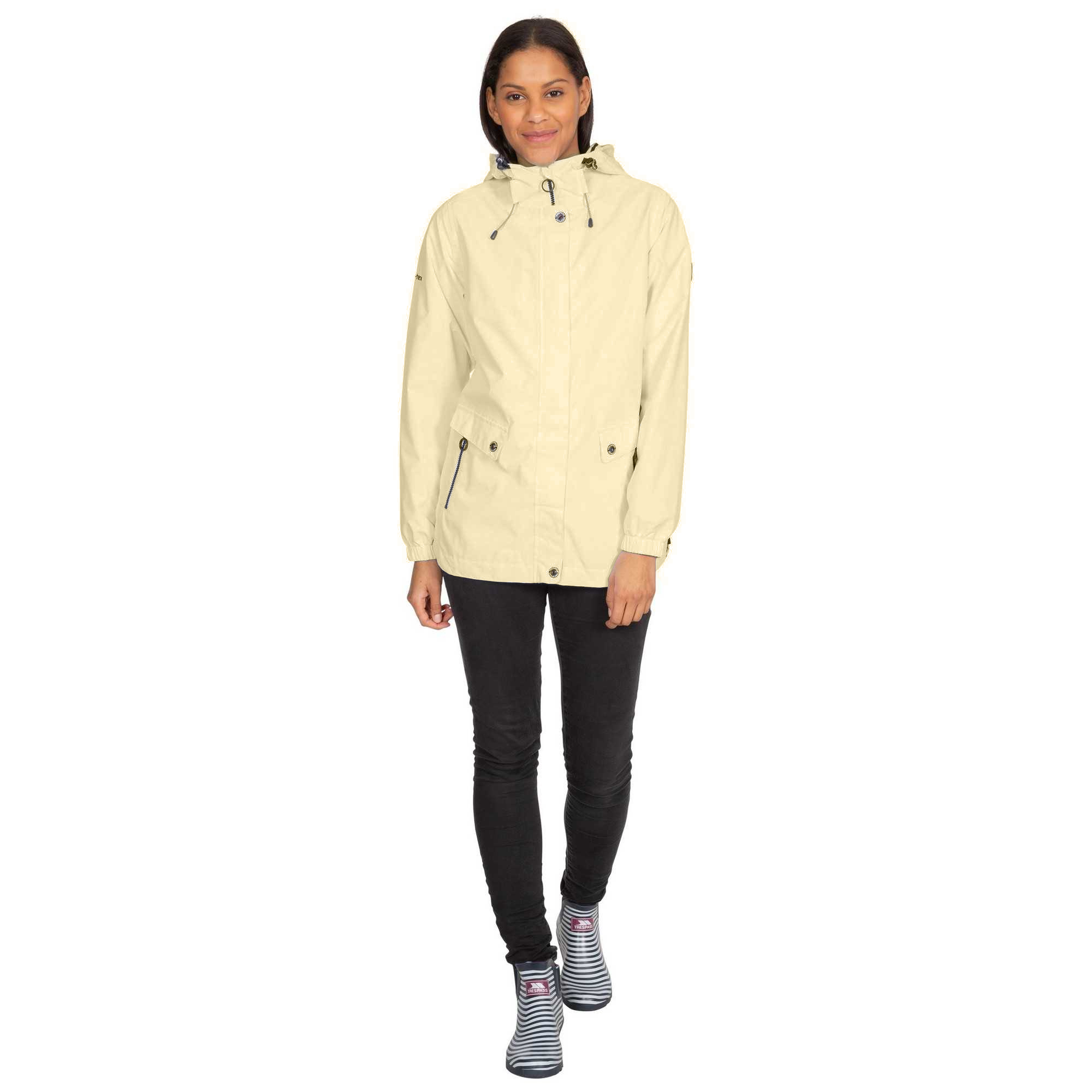 Trespass Flourish Jacket - Giacca Impermeabile Da Donna, Modello Lungo, Colore Nero, Materiale Sintetico, Taglia XL